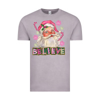 Vintage Zinc Pink Believe Santa Christmas Vintage Tee - FaDigitalArtStudio