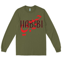Army Green yallah habibi Long Sleeve Tee - linhVisuals