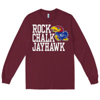 Burgundy rock chalk jayhawk ku tshirt Long Sleeve Tee - linhVisuals
