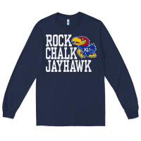 Navy rock chalk jayhawk ku tshirt Long Sleeve Tee - linhVisuals