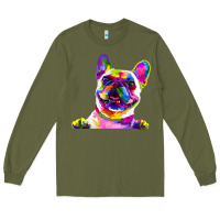 Army Green frenchie french bulldog pop art portrait bouledogue t shirt Long Sleeve Tee - linhVisuals