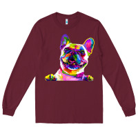 Burgundy frenchie french bulldog pop art portrait bouledogue t shirt Long Sleeve Tee - linhVisuals