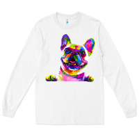 White frenchie french bulldog pop art portrait bouledogue t shirt Long Sleeve Tee - linhVisuals
