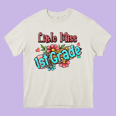 Little Miss First Grade Heavy Core Tee Designed By Jasminsmagicworld