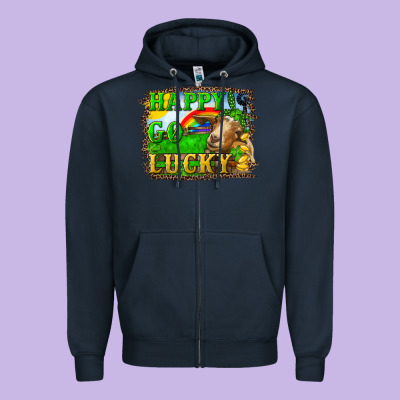 Happy Go Lucky Goat Zipper Hoodie Designed By Ranaportraitstore