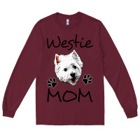 Burgundy westie mom dog mama west highland terrier dog Long Sleeve Tee - linhVisuals