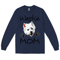 Navy westie mom dog mama west highland terrier dog Long Sleeve Tee - linhVisuals