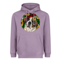 Lavender Christmas St. Bernard Heavyweight Hoodie - RanaPortraitStore