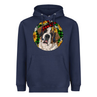 Navy Christmas St. Bernard Heavyweight Hoodie - RanaPortraitStore