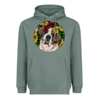 Sage Christmas St. Bernard Heavyweight Hoodie - RanaPortraitStore