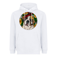 White Christmas St. Bernard Heavyweight Hoodie - RanaPortraitStore