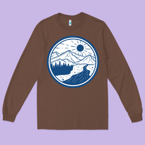 River Mountain Badge Long Sleeve Tee Designed By Linhvisuals