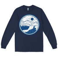Navy River Mountain Badge Long Sleeve Tee - linhVisuals