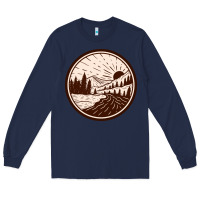 Navy River Forest Brown Long Sleeve Tee - linhVisuals