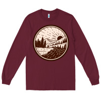 Burgundy River Forest Brown Long Sleeve Tee - linhVisuals