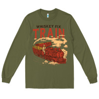 Army Green Whiskey Train Long Sleeve Tee - linhVisuals