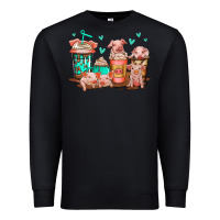 Black cute pigs coffee Premium Sweatshirt - Jasminsmagicworld