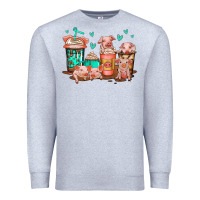 Heather Grey cute pigs coffee Premium Sweatshirt - Jasminsmagicworld