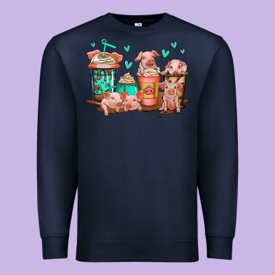 Cute Pigs Coffee Premium Sweatshirt Designed By Jasminsmagicworld