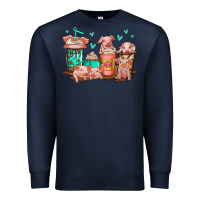 Navy cute pigs coffee Premium Sweatshirt - Jasminsmagicworld