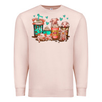 Pale Pink cute pigs coffee Premium Sweatshirt - Jasminsmagicworld