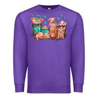 Purple cute pigs coffee Premium Sweatshirt - Jasminsmagicworld