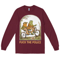 Burgundy Frogs And Toad Fucks The Police Long Sleeve Tee - linhVisuals