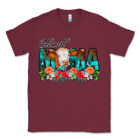 Burgundy Blessed Mama Flowers Cow Classic Tee - CowCowDesign