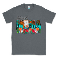 Charcoal Heather Blessed Mama Flowers Cow Classic Tee - CowCowDesign