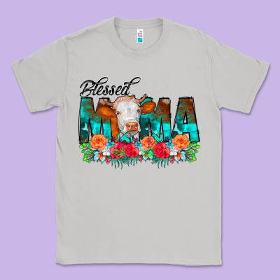 Blessed Mama Flowers Cow Classic Tee Designed By Cowcowdesign