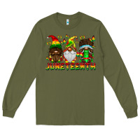 Army Green June Teenth Gnomes Long Sleeve Tee - CowhideDigitalArt