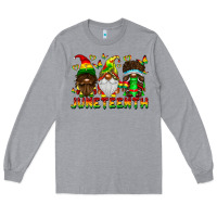 Heather Grey June Teenth Gnomes Long Sleeve Tee - CowhideDigitalArt