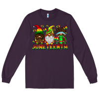 Plum June Teenth Gnomes Long Sleeve Tee - CowhideDigitalArt
