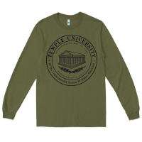 Army Green Temple University Long Sleeve Tee - linhVisuals