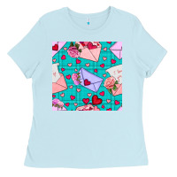 Baby Blue valentines day love letter and envelope Ladies Tee - BundleAndBundleShop