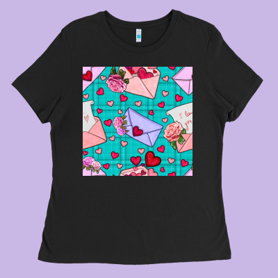 Valentines Day Love Letter And Envelope Ladies Tee Designed By Bundleandbundleshop