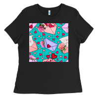 Black valentines day love letter and envelope Ladies Tee - BundleAndBundleShop