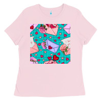 Bubblegum Pink valentines day love letter and envelope Ladies Tee - BundleAndBundleShop