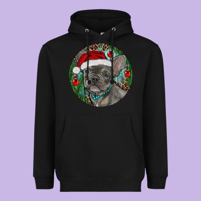 Frenchie Christmas Heavyweight Hoodie Designed By Ranaportraitstore