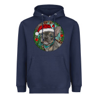 Navy Frenchie Christmas Heavyweight Hoodie - RanaPortraitStore