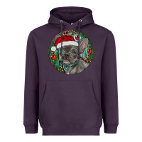 Plum Frenchie Christmas Heavyweight Hoodie - RanaPortraitStore