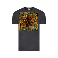 Vintage Black safari animals turquoise glitter seamless pattern Vintage Tee - BundleAndBundleShop
