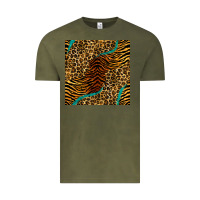 Vintage Olive safari animals turquoise glitter seamless pattern Vintage Tee - BundleAndBundleShop