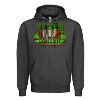 Charcoal Heather happy st. patrick's day horses with leprechaun hat and bandana Zipper Hoodie - RanaPortraitStore
