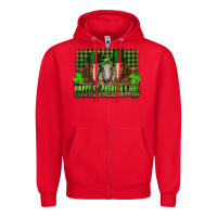 Red happy st. patrick's day horses with leprechaun hat and bandana Zipper Hoodie - RanaPortraitStore