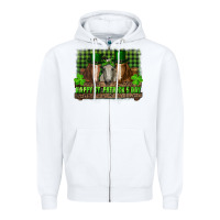 White happy st. patrick's day horses with leprechaun hat and bandana Zipper Hoodie - RanaPortraitStore
