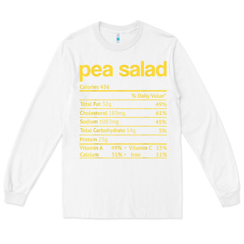 Pea Salad Nutrition Facts Funny Thanksgiving Christmas Food Long Sleeve Tee by linhVisuals | Teevron