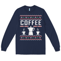 Navy coffee ugly sweater christmas Long Sleeve Tee - linhVisuals