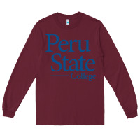 Burgundy Peru State College Wordmark Long Sleeve Tee - linhVisuals