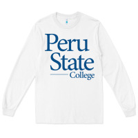 White Peru State College Wordmark Long Sleeve Tee - linhVisuals